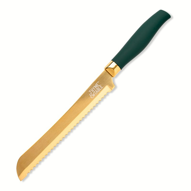 7-Piece Slim Block Knife Set - Green & Gold Blades