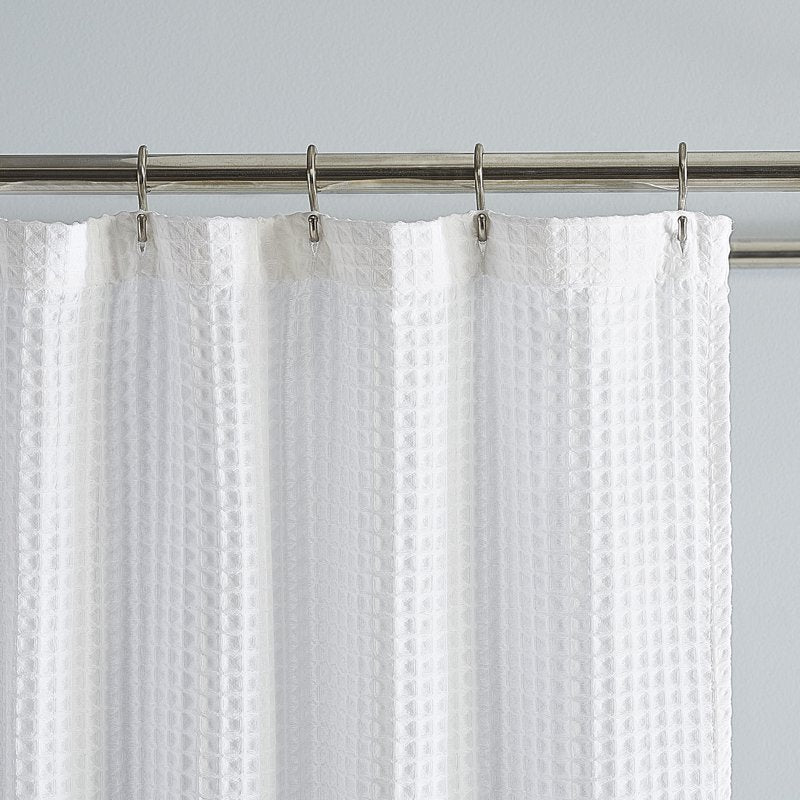 Better Homes & Gardens White Chunky Waffle Weave Fabric Shower Curtain - Single, 72x72 Inches