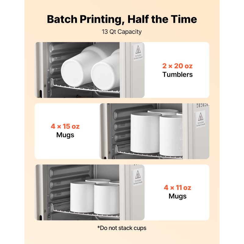 Sublimation Oven Machine - 13 Qt for Tumblers & Mugs, Includes Heat Gloves & Shrink Film