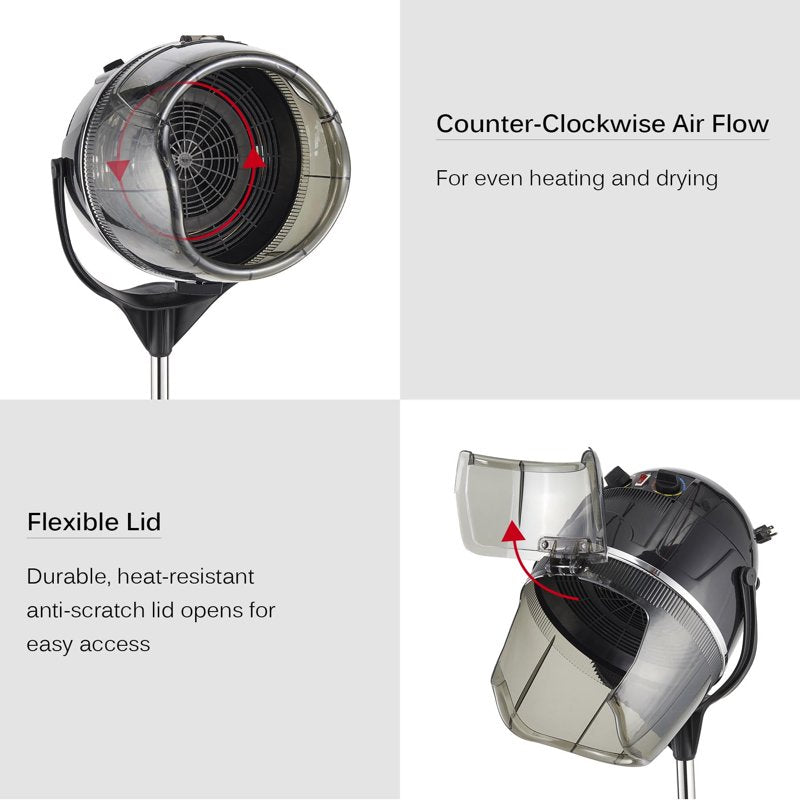 1300W Adjustable Stand Up Hooded Hair Dryer for Home & Salon