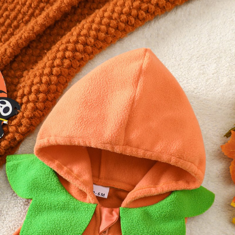 Unisex Toddler Halloween Pumpkin Romper Set with Socks - 0-6 Months Variation