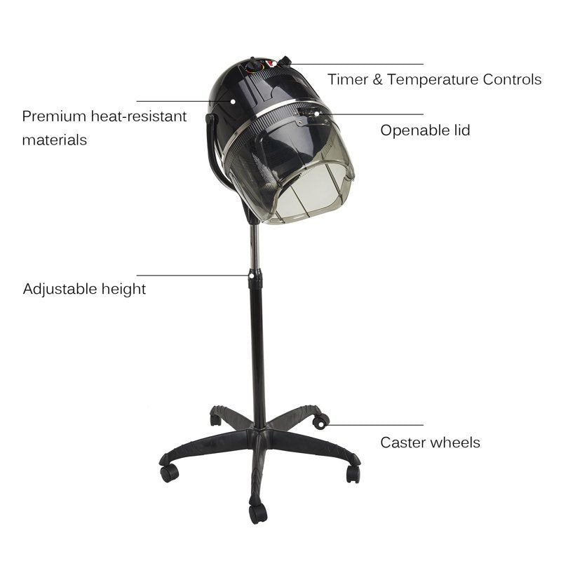 1300W Adjustable Stand Up Hooded Hair Dryer for Home & Salon