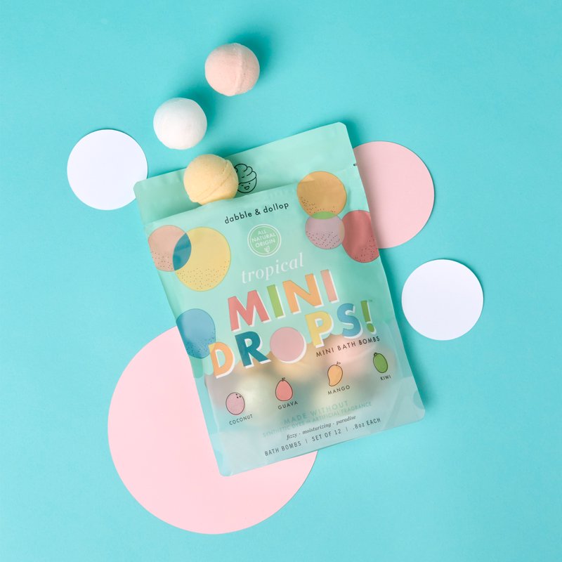 Mini Bath Bombs Set - Tropical Variety with 12 Assorted Scents