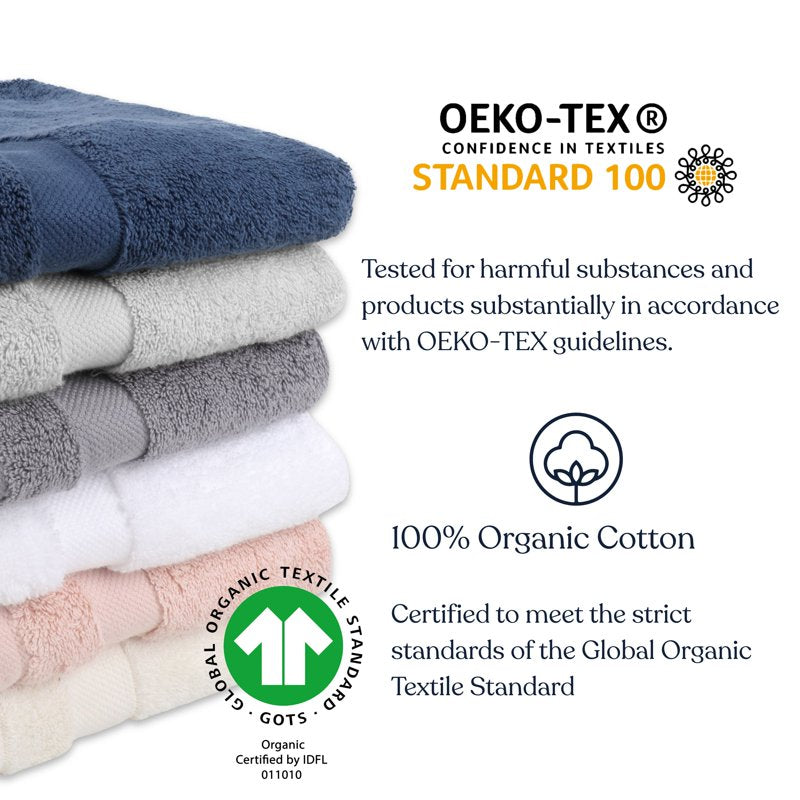 White Organic Cotton Bath Sheet 36x70 Inch Pack of 4 - Plush, Quick-Dry, 650 GSM