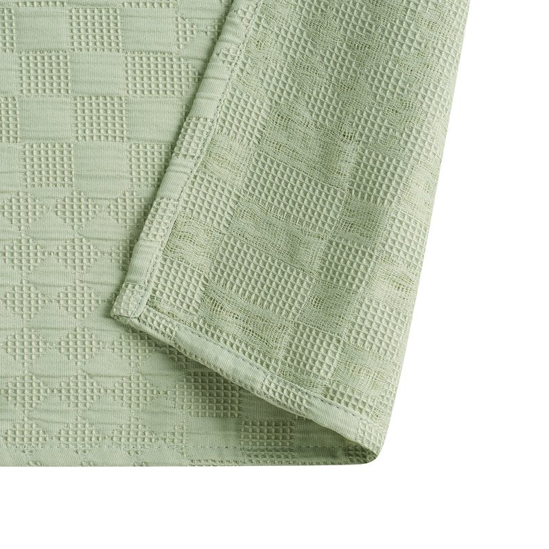 Sage Green Check Matelassé Fabric Shower Curtain - 72 x 72 Inches - Drew Barrymore