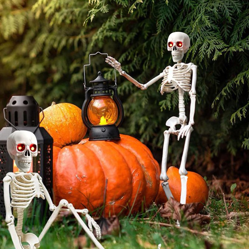 Halloween Skeleton Decor 5.4ft Light-up Full Body Skeleton with Movable Joints - Variation A