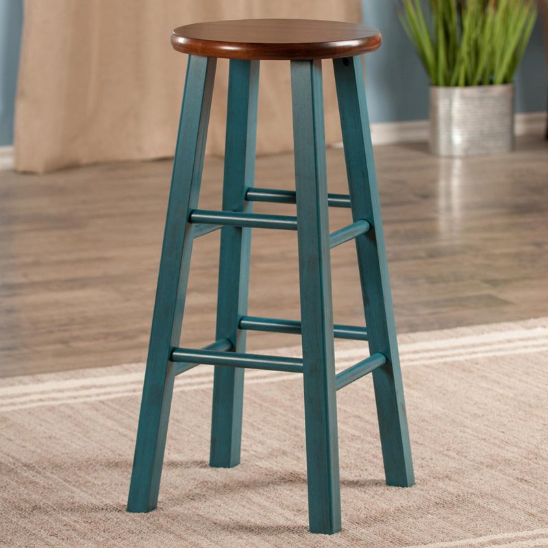 29" Rustic Teal & Walnut Bar Stool - Ivy Collection