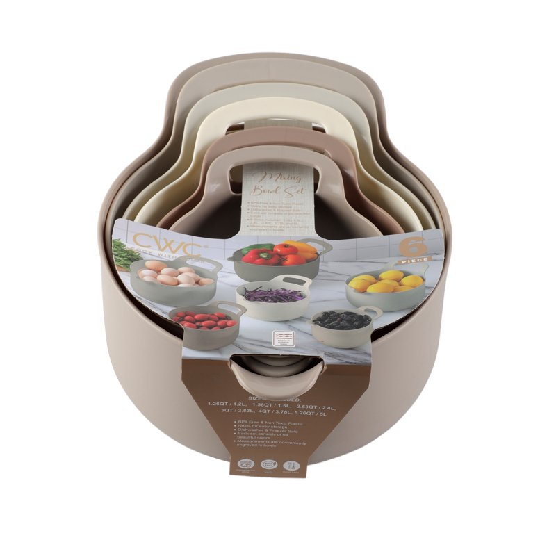 6-Piece Mixing Bowl Set with Built-In Measurements