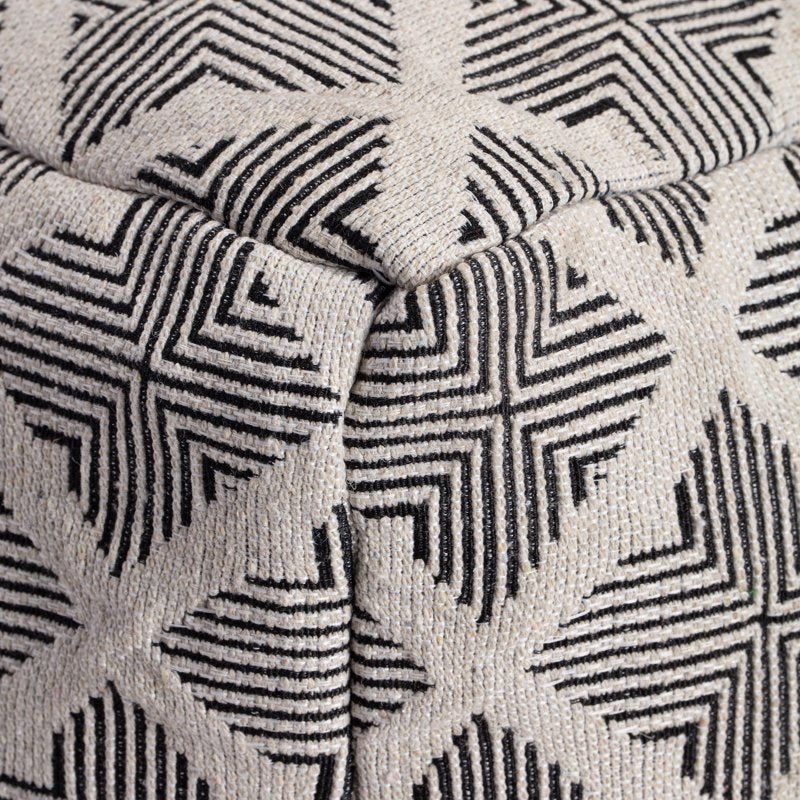 Carondelet 20-Inch Square Pouf Ottoman - Black & Ivory, Handmade, Durable