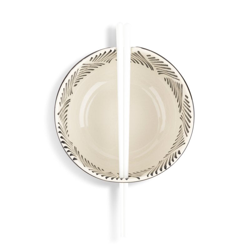 Triangle Ceramic Ramen Noodle Bowl Set with Chopsticks - 2 Pack
