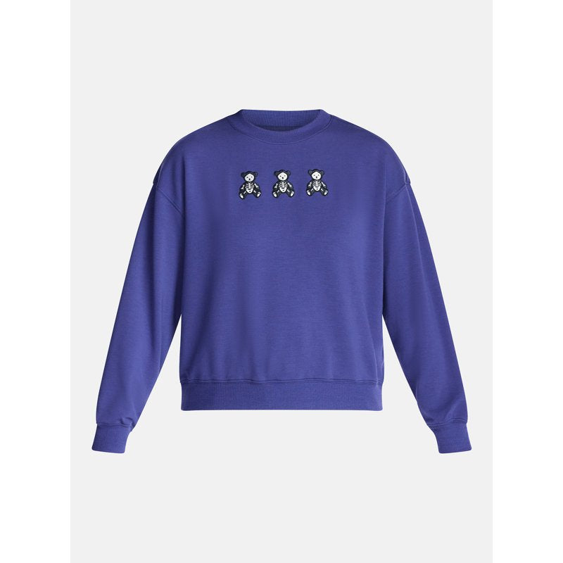 Women's Halloween Fall French Terry Knit Lounge Top with Embroidery - Blue S