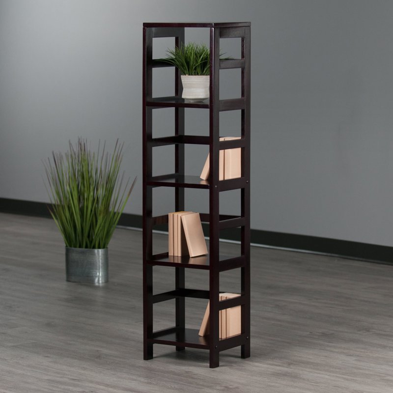 Narrow 4-Section Open Shelf - Espresso Finish