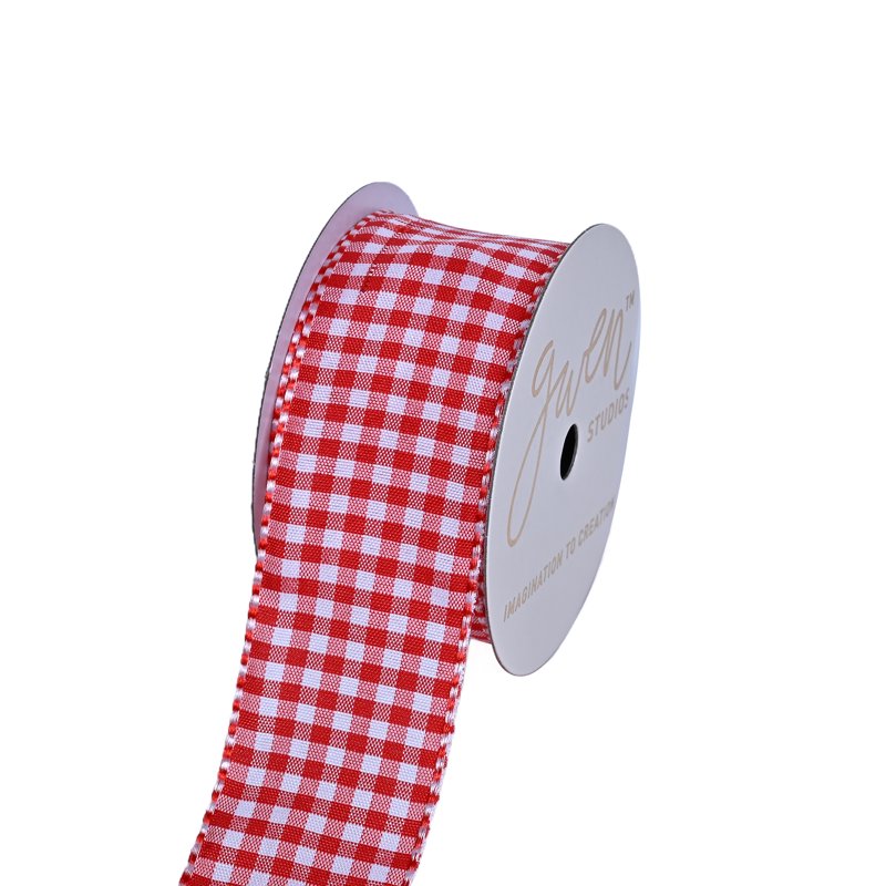 Red Gingham Ribbon 1.5 Inch Wide, 3 Yards for Crafts & Decorations