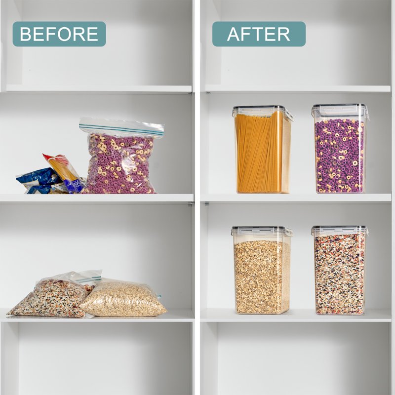 Airtight Food Storage Containers - 4-Pack with Locking Lids, 6.5L