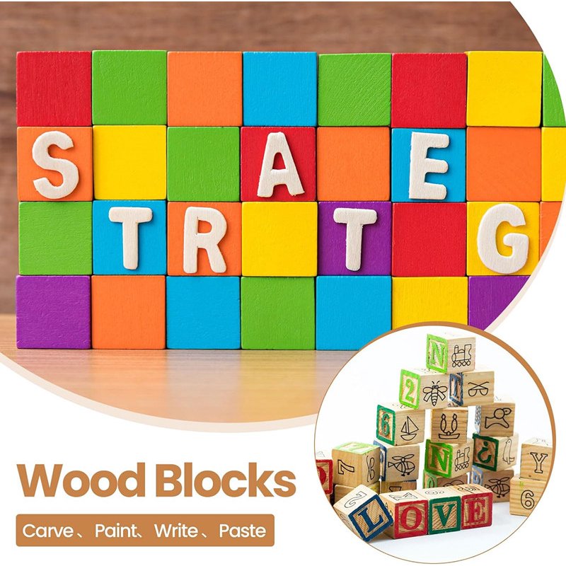 Unfinished Wooden Cubes 100 Pack - 1 Inch Craft Blocks for Art & DIY Projects