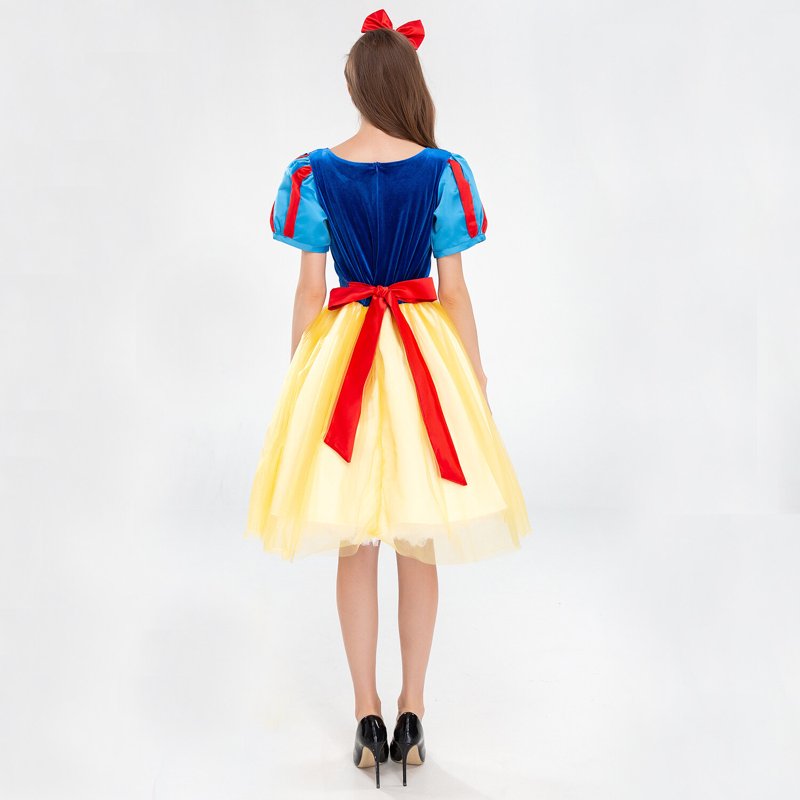Women's Snow White Costume Dress Up with Headband - Size 6-8 Halloween Princess Outfit