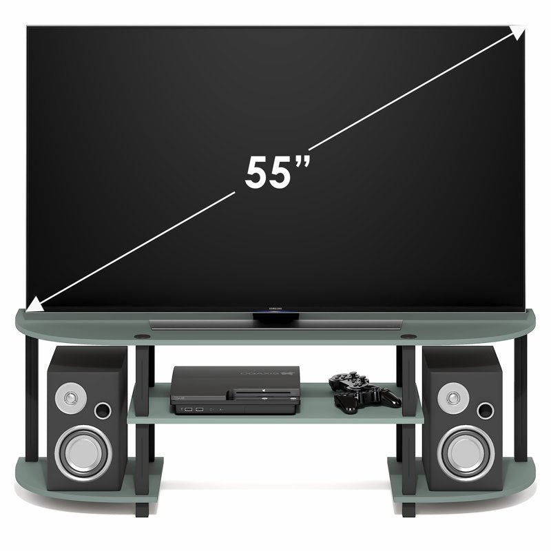 Modern TV Stand for TVs up to 55" - Sage Green with Rounded Corners