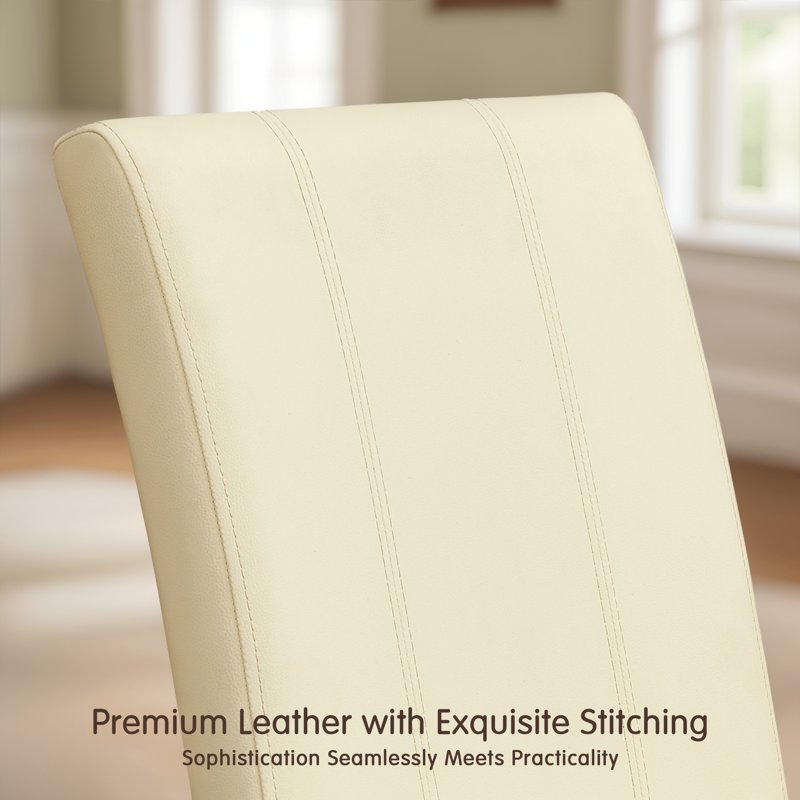 Modern Faux Leather Dining Chairs Set of 4 - White Upholstered