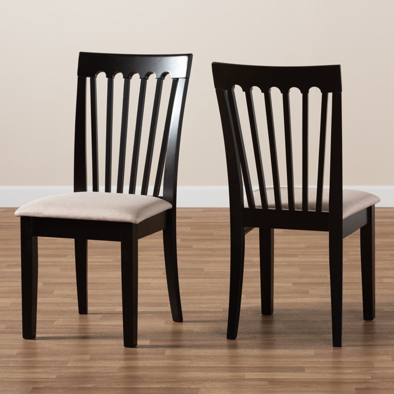 Modern 2-Piece Upholstered Dining Chair Set - Espresso Fabric