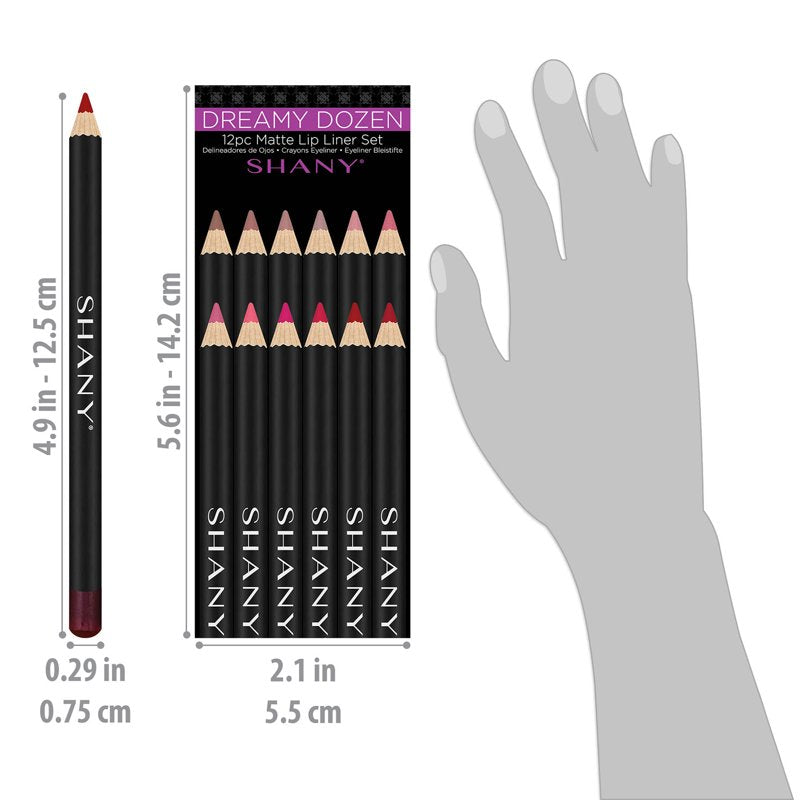 Matte Lip Liner Pencil Set - 12 Piece Long-Lasting Vegan Makeup Collection