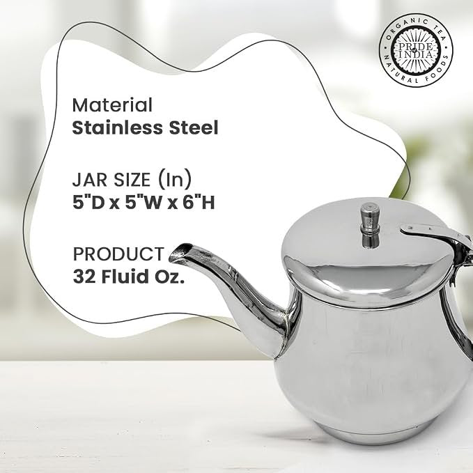 Gooseneck Tea Pot - Stainless Steel, 32 Fl. Oz. (4-5 Cups) & 18 Fl. Oz. (2-3 Cups)