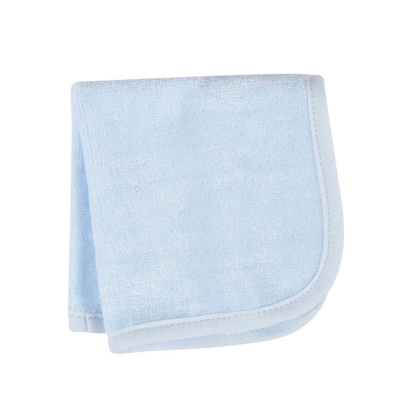 Unisex Baby Hooded Terry Velour Bath Towel & Washcloths Set - Blue, 4 Pieces