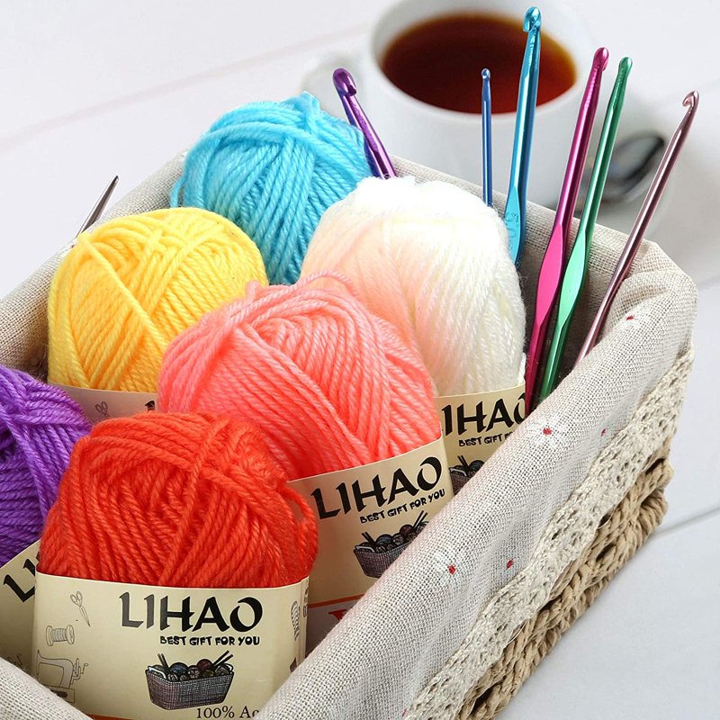 Multi-Color Acrylic Yarn Set - 12 Skeins for Knitting & Crochet, 28 Yards Each