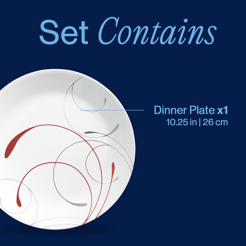Corelle Splendor 10.25-Inch Dinner Plates - 2 Pack Red & White