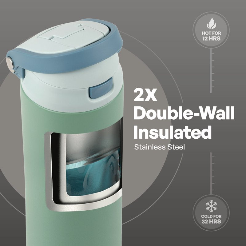 24oz Stainless Steel 2-in-1 Water Bottle with Straw & Chug Lid - Sage