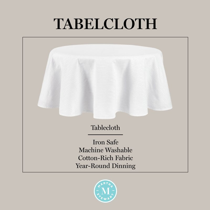 Honeycomb Tablecloth - White, 70" Round - Durable Cotton Fabric