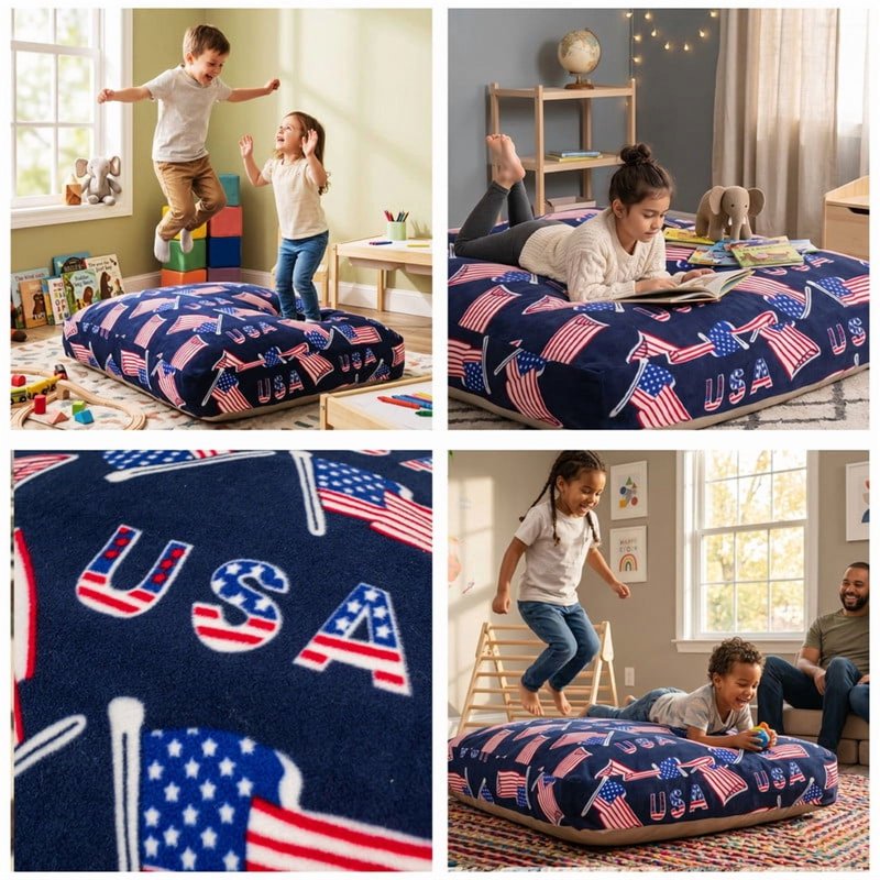 Sensory Crash Pad for Kids & Adults - 60" x 60" Blue+Red