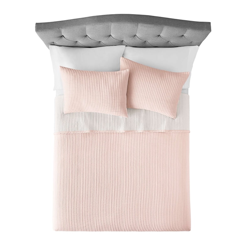King Reversible Cotton Quilt - Blush Pink, 86x90 Inch, Lightweight Comfort