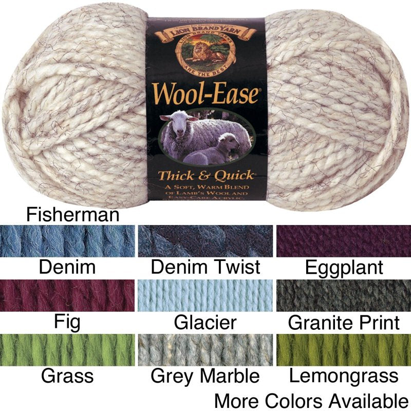 Blue Wool Ease Thick & Quick Yarn - Super Bulky Acrylic & Wool Blend, 87 Yards