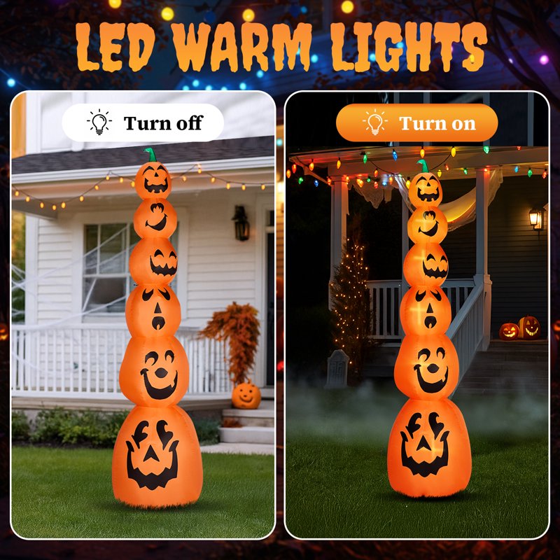 9 FT Inflatable Halloween Pumpkin Decor with LED Lights for Yard Garden Party