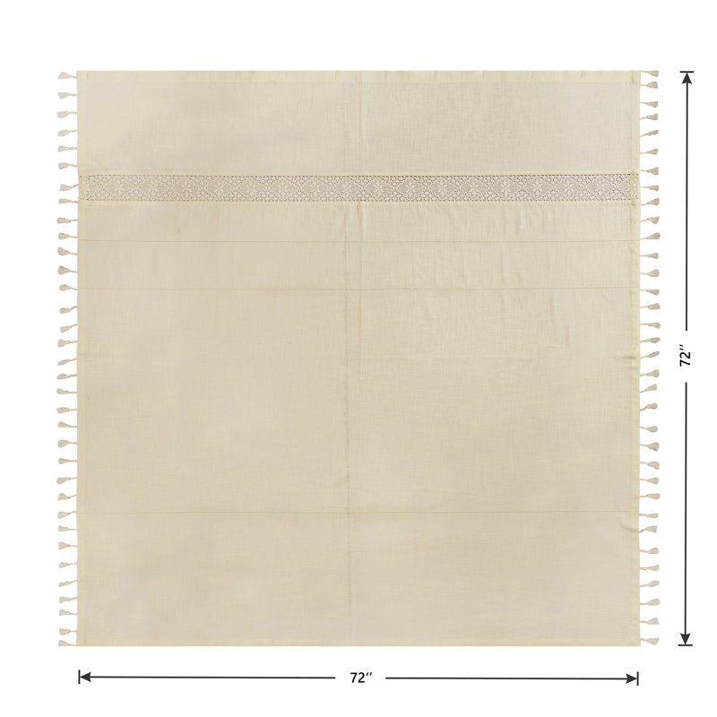 Corinne Crochet Shower Curtain - Ivory, 100% Cotton, 72x72 Inches, Transitional Style