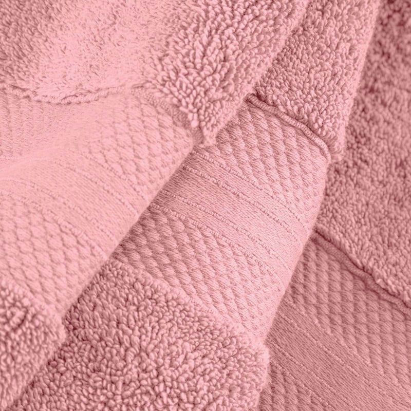 Turkish Cotton Face Towel Set - Heavyweight 12-Piece Coral Pink - Soft & Absorbent