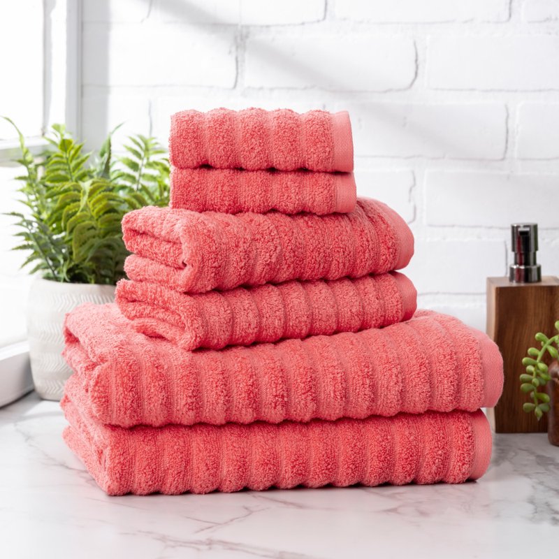Mainstays Island Coral Performance Textured Bath Towel Set - 6 Pieces