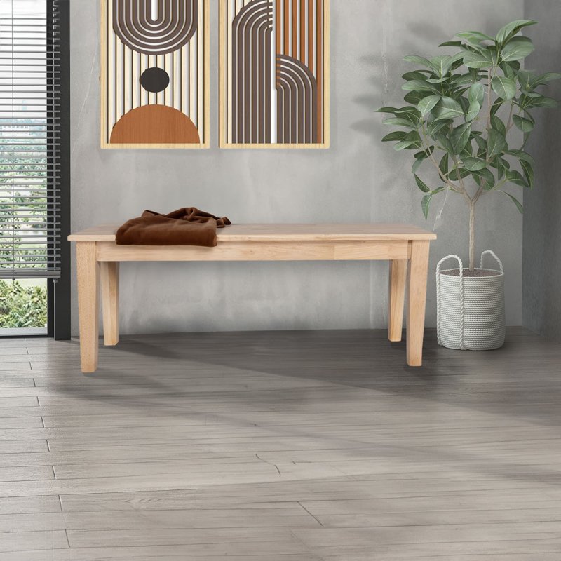 Backless Dining Bench in Blonde Oak Finish - Shaker Style