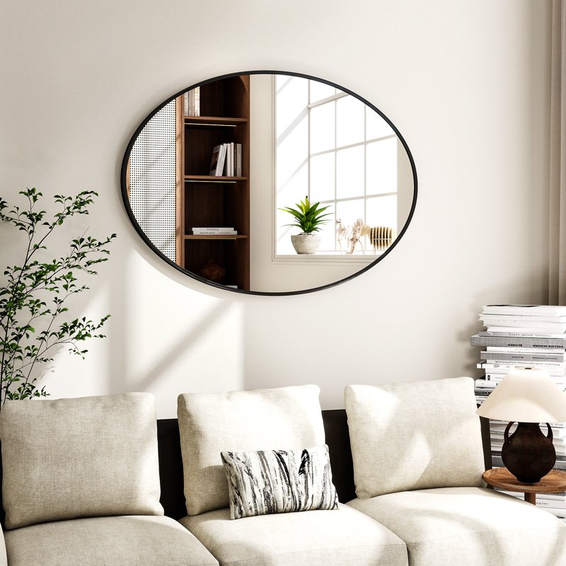 Oval Bathroom Mirror Wall Mirror 20x28 Black - Elegant Wall Decor