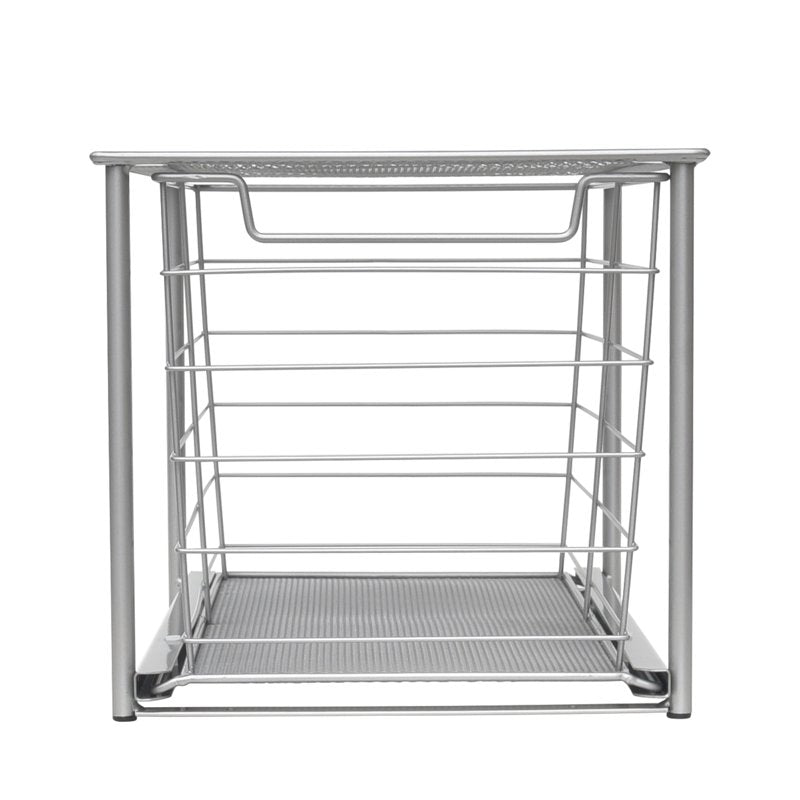 (2 Pack) Mainstays Large Stackable Slide-Out Drawer Organizer - Satin Nickel, 15 x 10 x 9.3 in L Variation