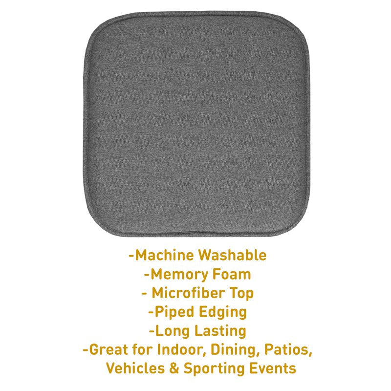 Memory Foam Chair Pads 4-Pack - Gray Jacquard Cover