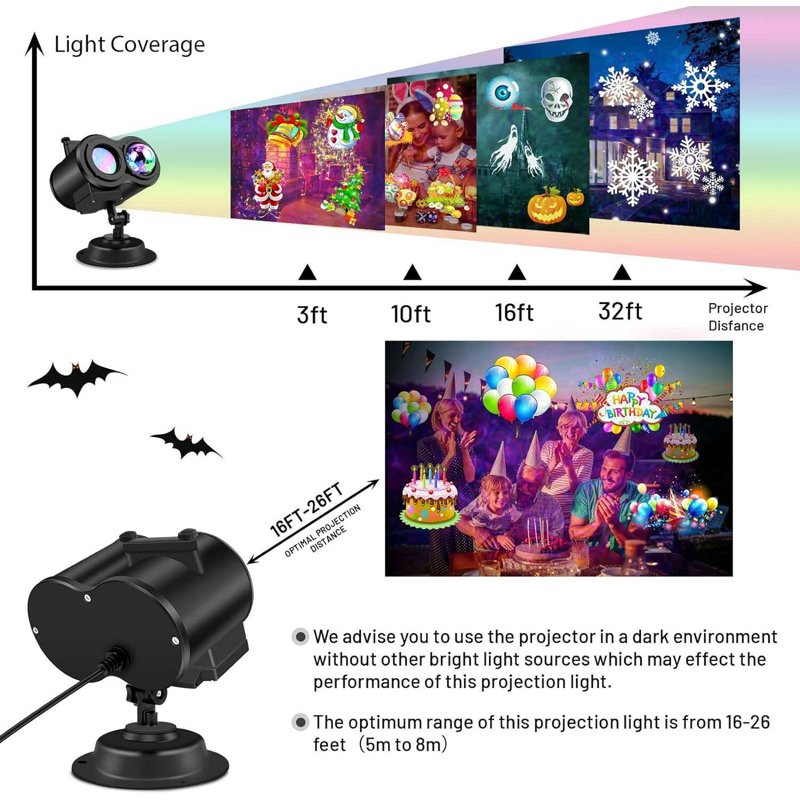 Halloween Projection Light with 4 Patterns Outdoor Holiday Decor - 2024