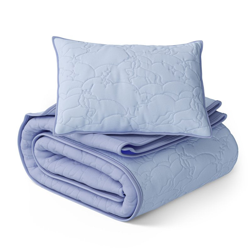 Kids Reversible Unicorn Stitch Quilt Set - Twin Light Purple Bedding