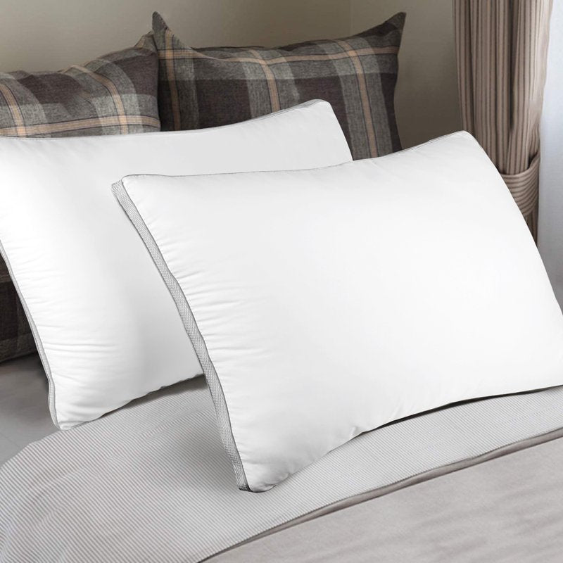 Down Alternative Bed Pillow with Microfiber Cover & Gusset - Queen, 20x26, Brushed Microfiber