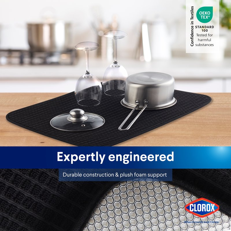 Absorbent Microfiber Dish Drying Mat - 15" x 20" Black