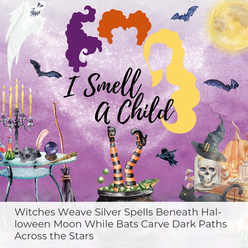 Seasonwood Halloween Shower Curtain with Witch Cauldron - Spooky Purple & Black Bathroom Decor