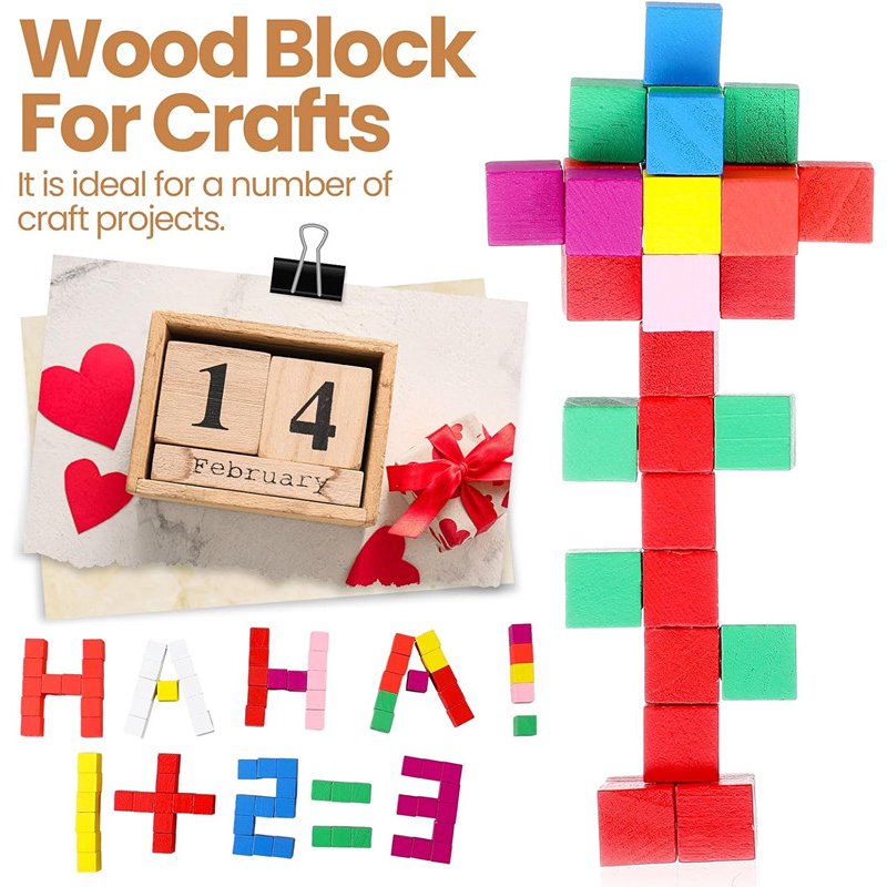 Unfinished Wooden Cubes 100 Pack - 1 Inch Craft Blocks for Art & DIY Projects