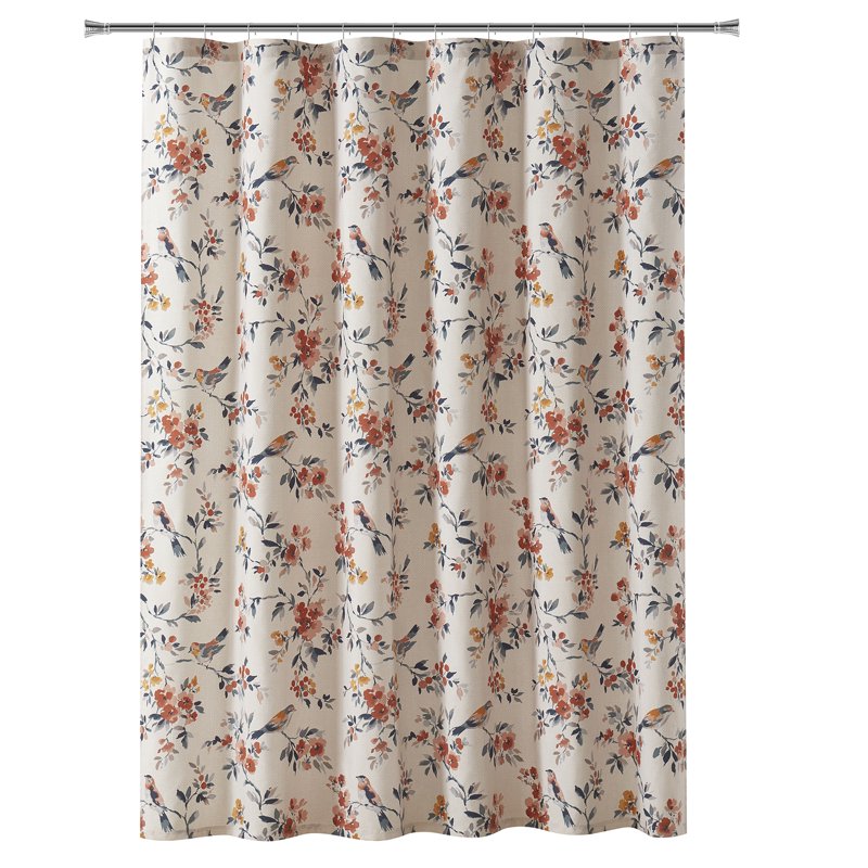 15-Piece Farmhouse Floral Bird Bathroom Set with Shower Curtain and Rugs