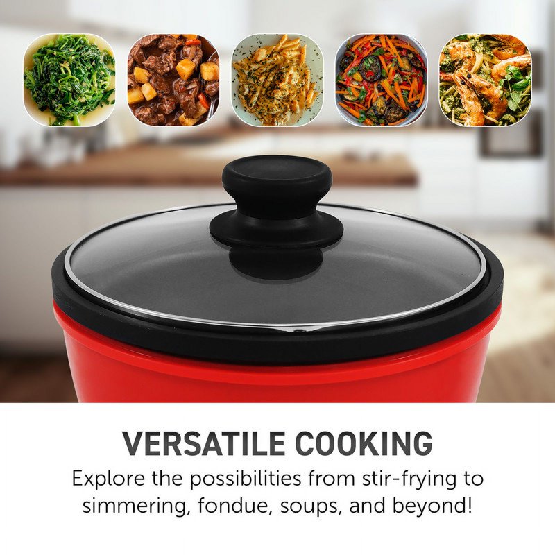8.5-Inch Personal Electric Skillet with Non-Stick Surface and Glass Lid