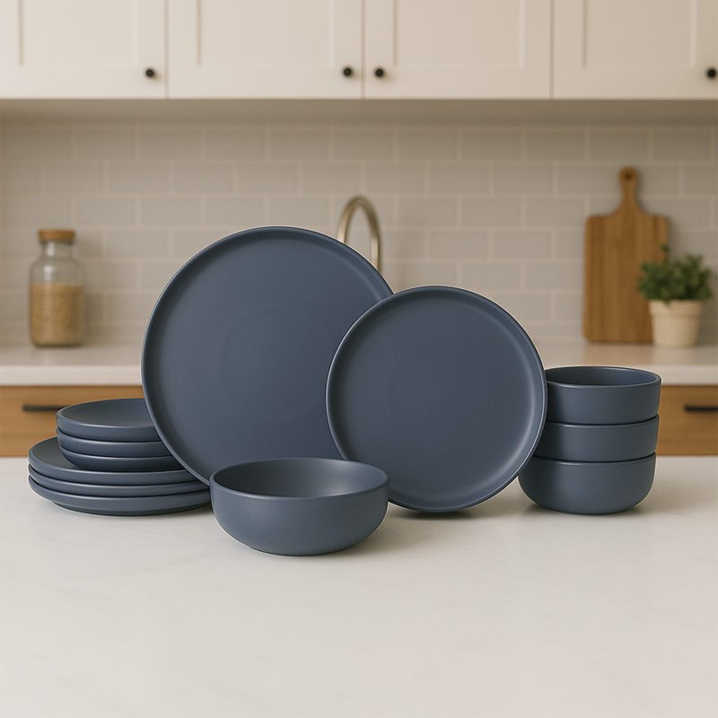 12-Piece Stoneware Dinnerware Set - Microwave & Dishwasher Safe, Stackable